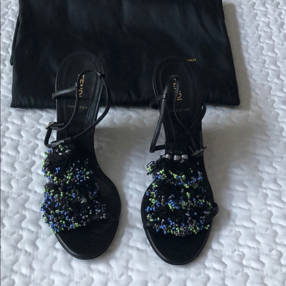 Authentic Fendi beaded tassel wedges